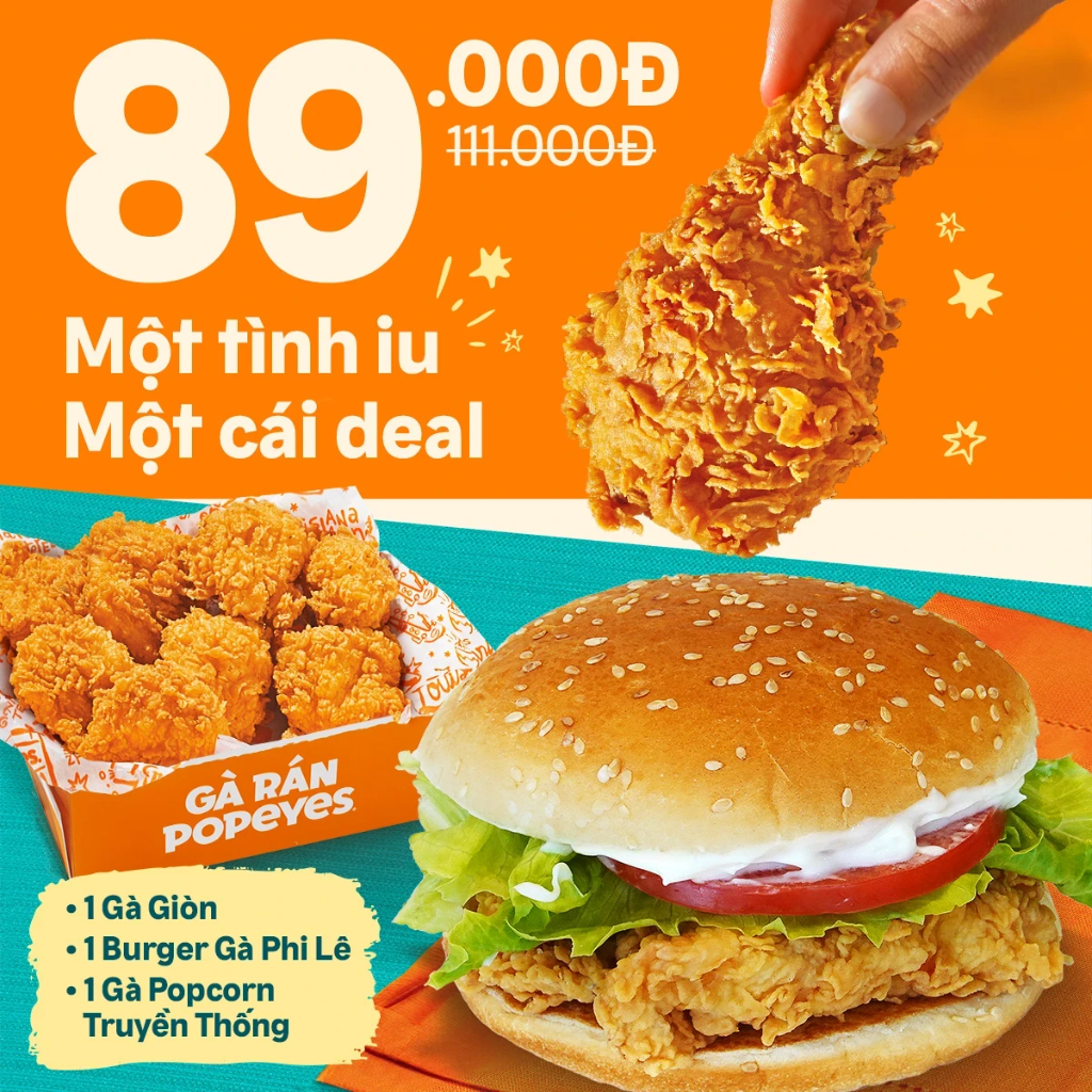 Combo Gà + Burger Phi Lê "Siêu No" 